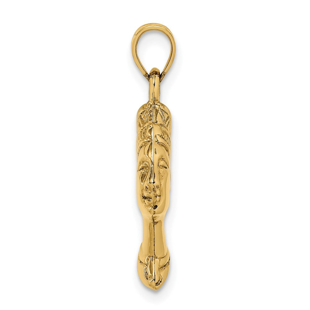 10k Yellow Gold 14 mm 3-D Nefertiti Pendant (0.75 grams)