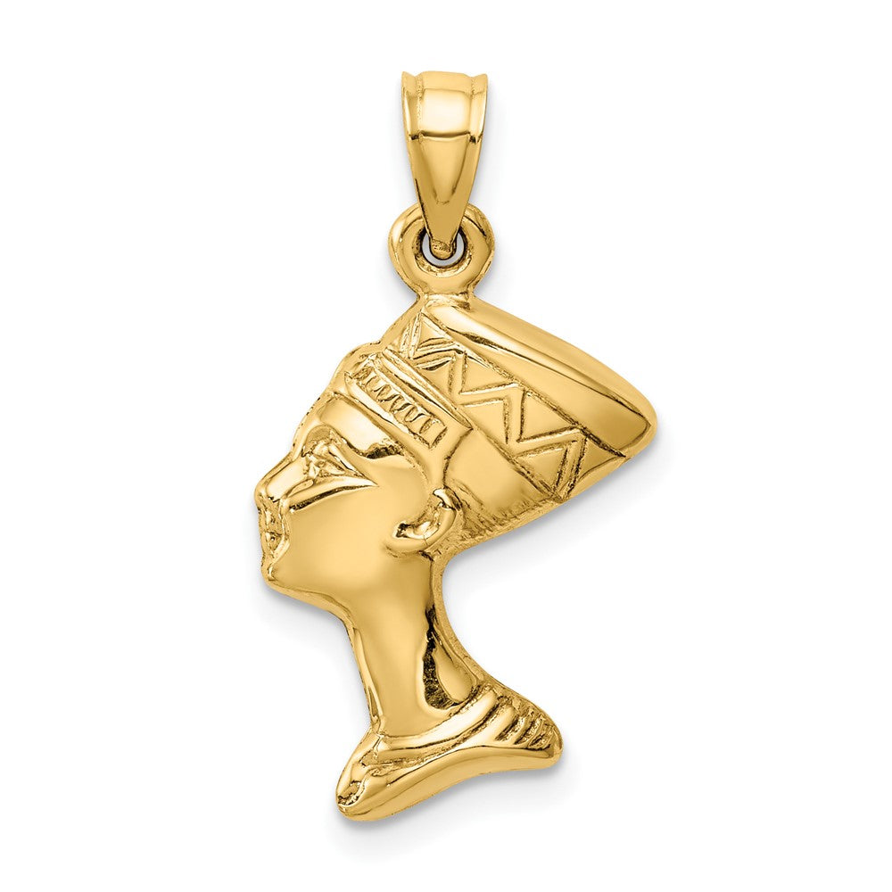 10k Yellow Gold 14 mm 3-D Nefertiti Pendant (0.75 grams)