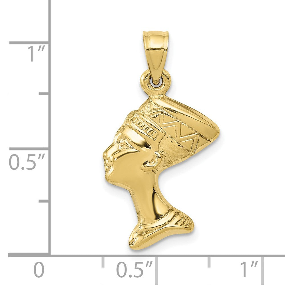 10k Yellow Gold 14 mm 3-D Nefertiti Pendant (0.75 grams)
