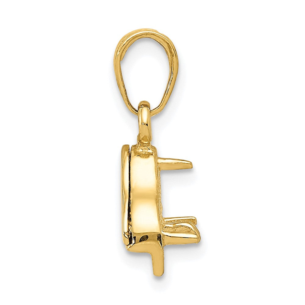 10k Yellow Gold 8.5 mm 3-D Lid Opens Piano Pendant (1.41 grams)