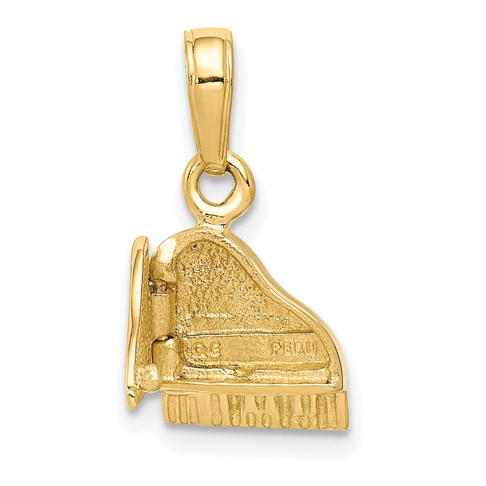10k Yellow Gold 8.5 mm 3-D Lid Opens Piano Pendant (1.41 grams)