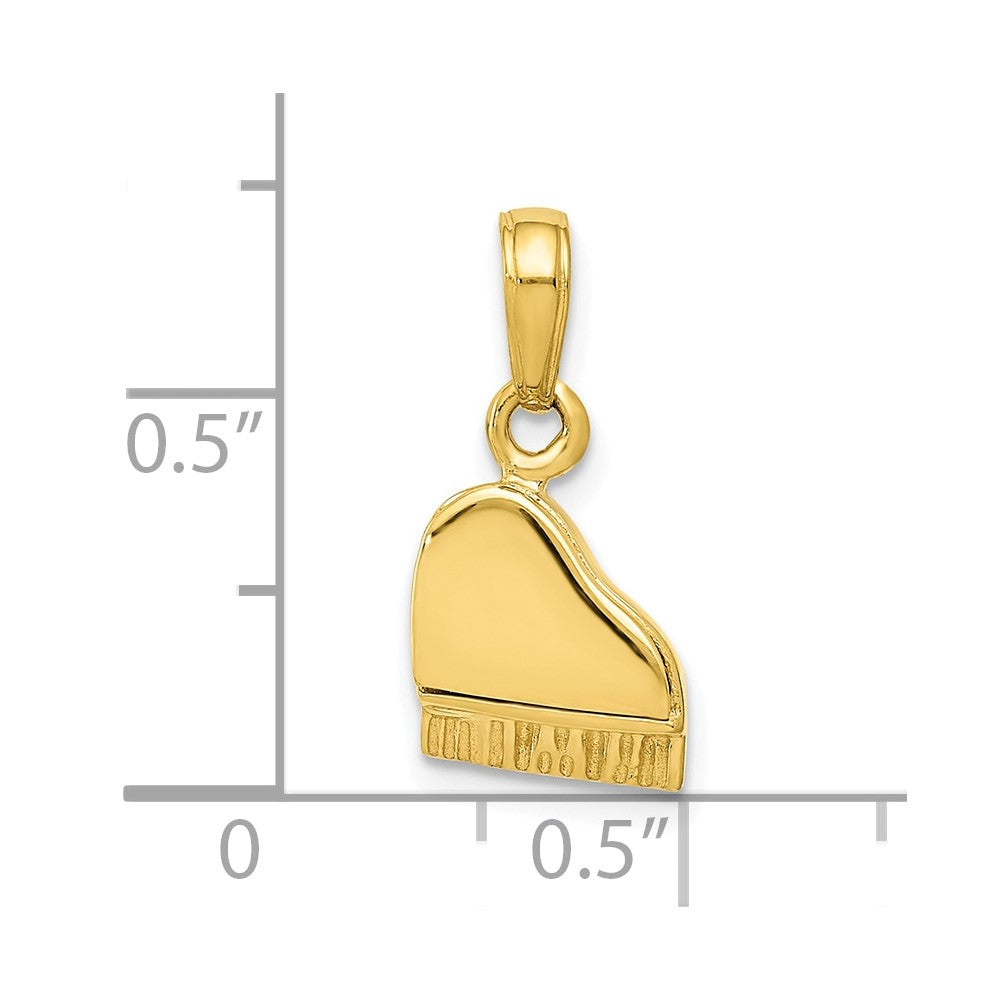 10k Yellow Gold 8.5 mm 3-D Lid Opens Piano Pendant (1.41 grams)