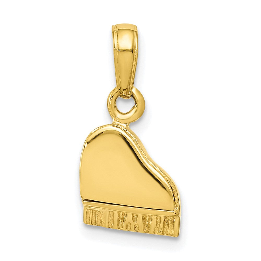 10k Yellow Gold 8.5 mm 3-D Lid Opens Piano Pendant (1.41 grams)