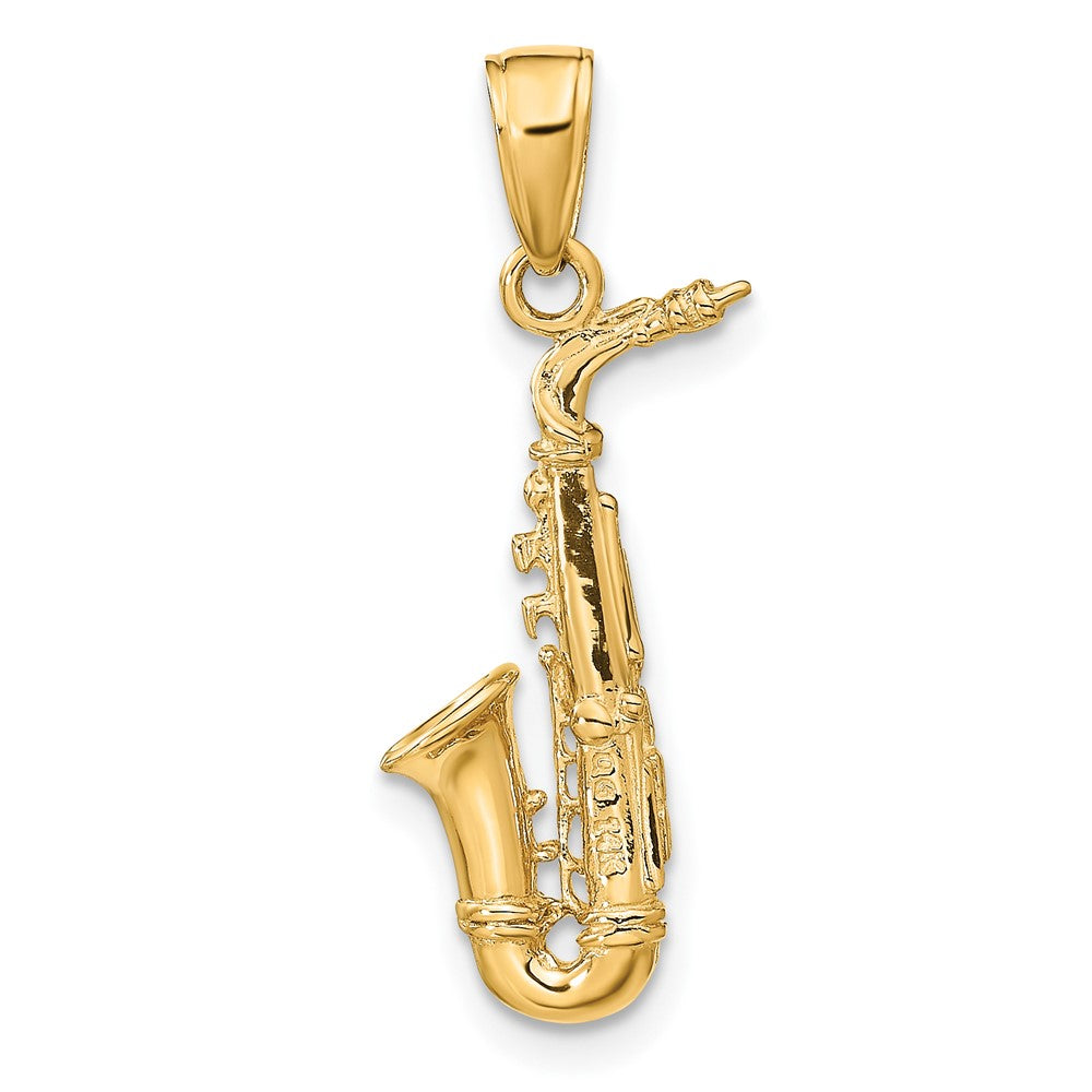 10k Yellow Gold 12 mm 3-D Saxophone Pendant (1.4 grams)