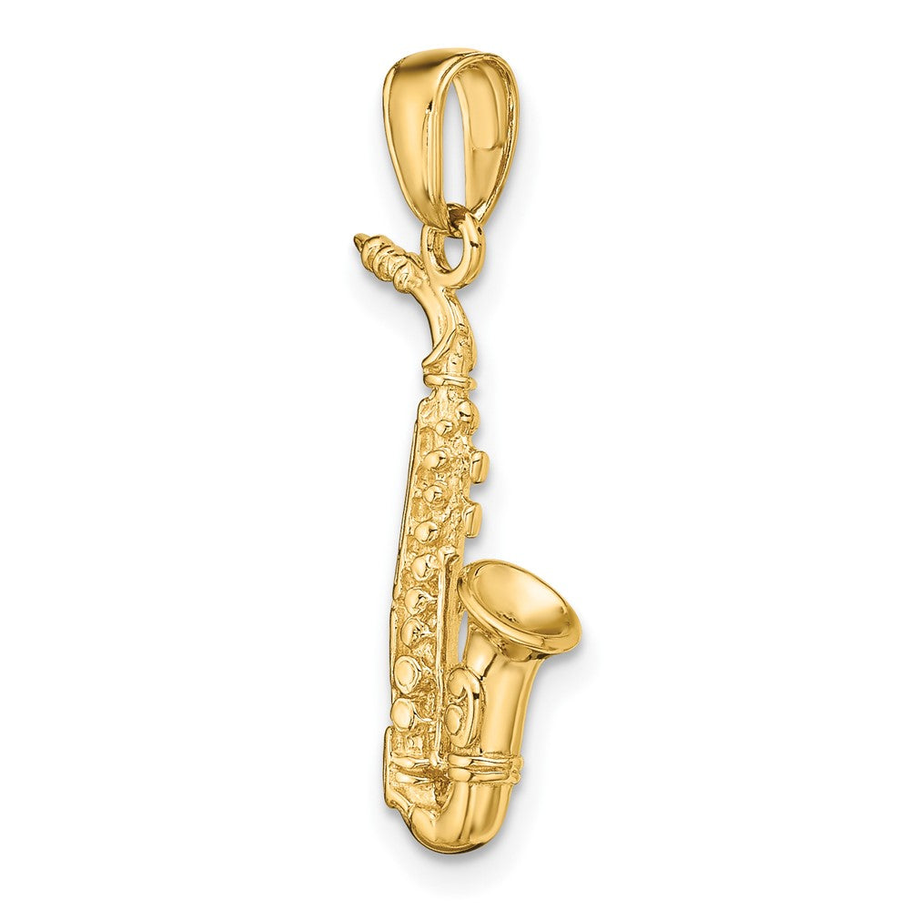 10k Yellow Gold 12 mm 3-D Saxophone Pendant (1.4 grams)