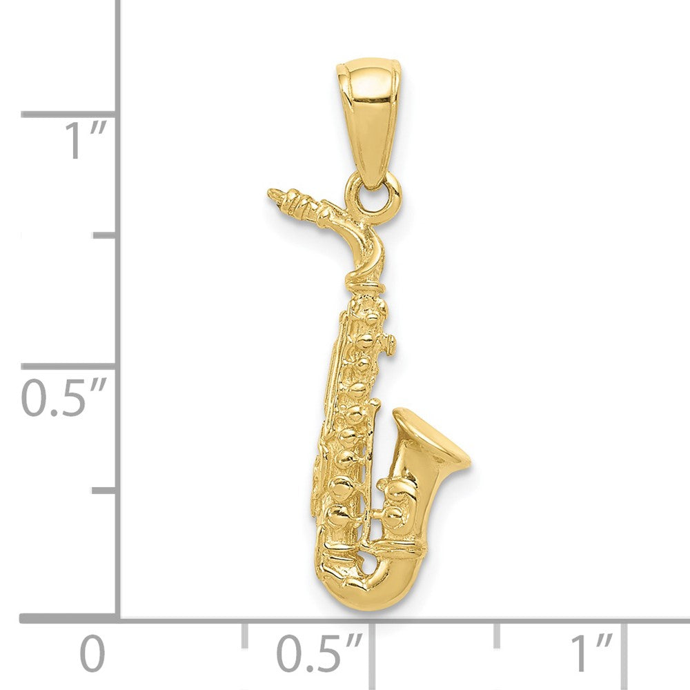 10k Yellow Gold 12 mm 3-D Saxophone Pendant (1.4 grams)