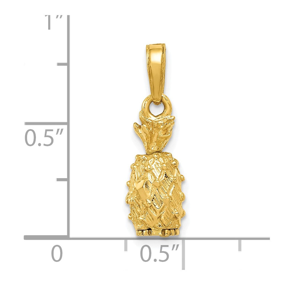10k Yellow Gold 6 mm 3-D Pineapple Pendant (1.77 grams)