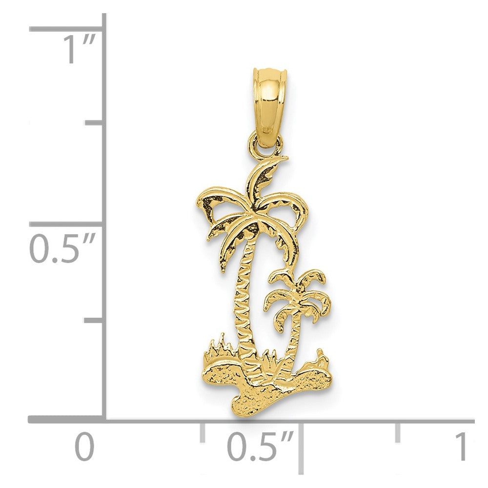 10k Yellow Gold 9 mm Double Palm Trees Pendant (0.58 grams)