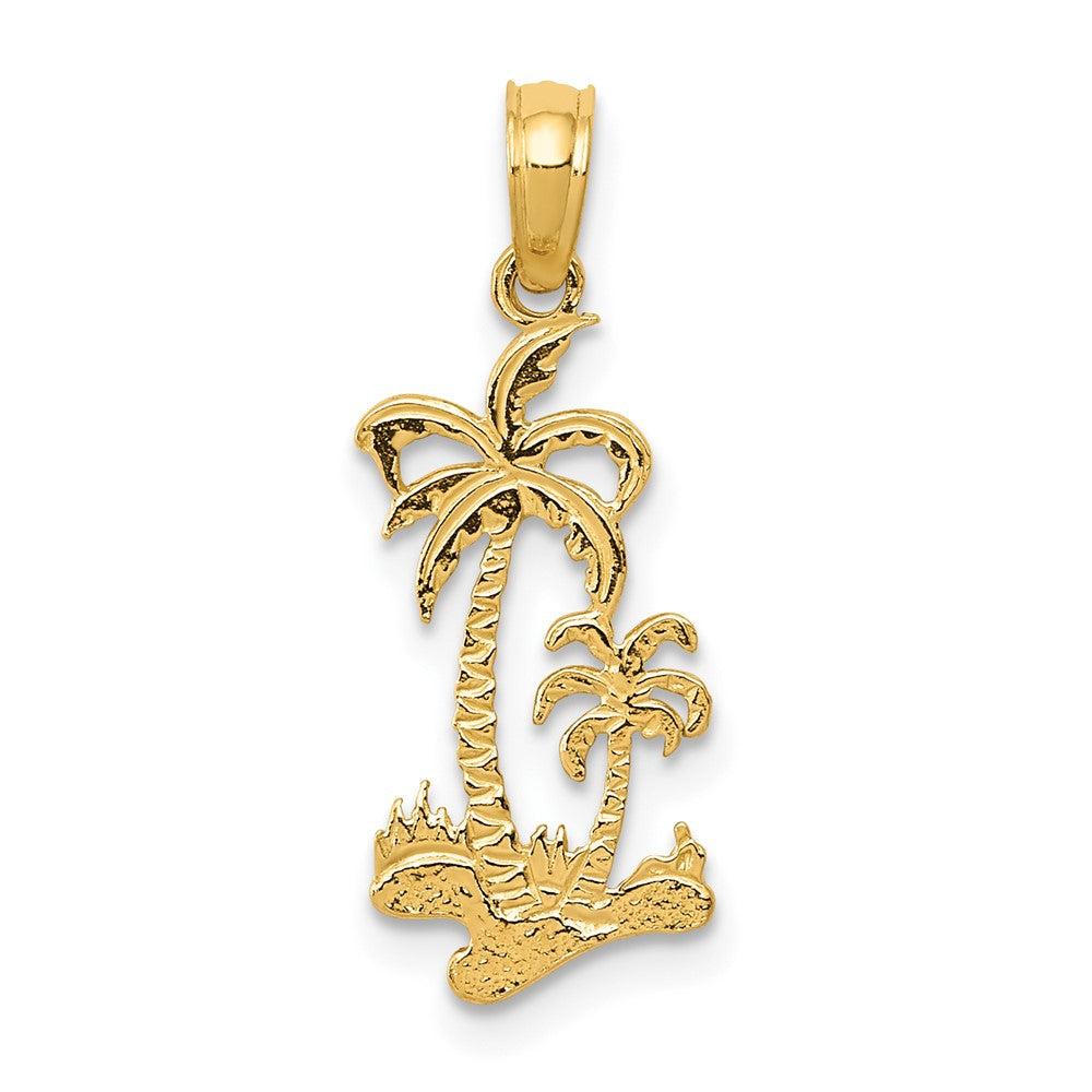 10k Yellow Gold 9 mm Double Palm Trees Pendant (0.58 grams)