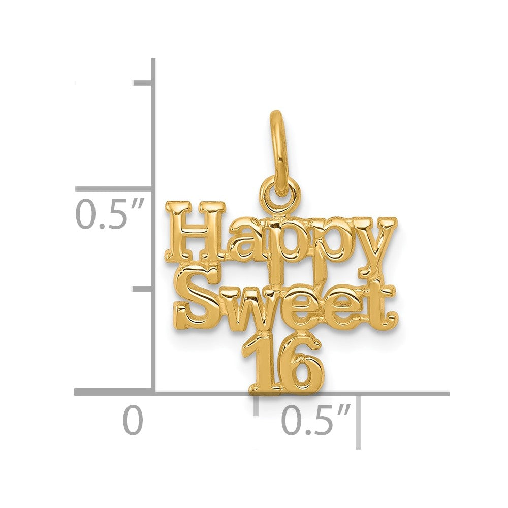 10k Yellow Gold 12 mm HAPPY SWEET 16 Charm (0.72 grams)