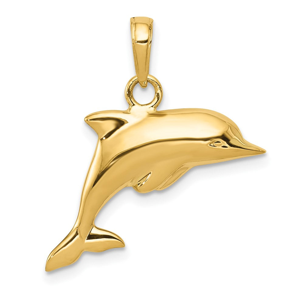 10k Yellow Gold 21 mm 3-D Dolphin Pendant