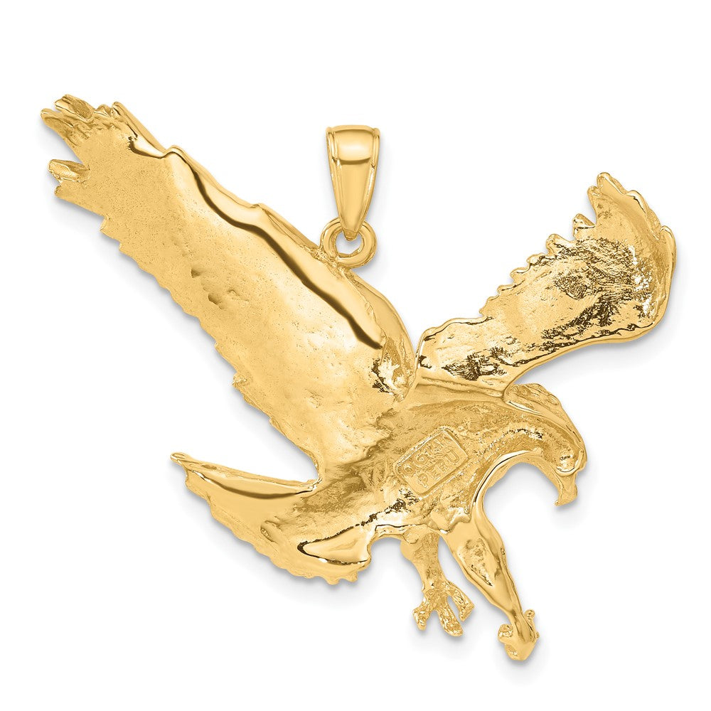 10k Yellow Gold 38 mm Textured Eagle Landing Pendant (6.78 grams)