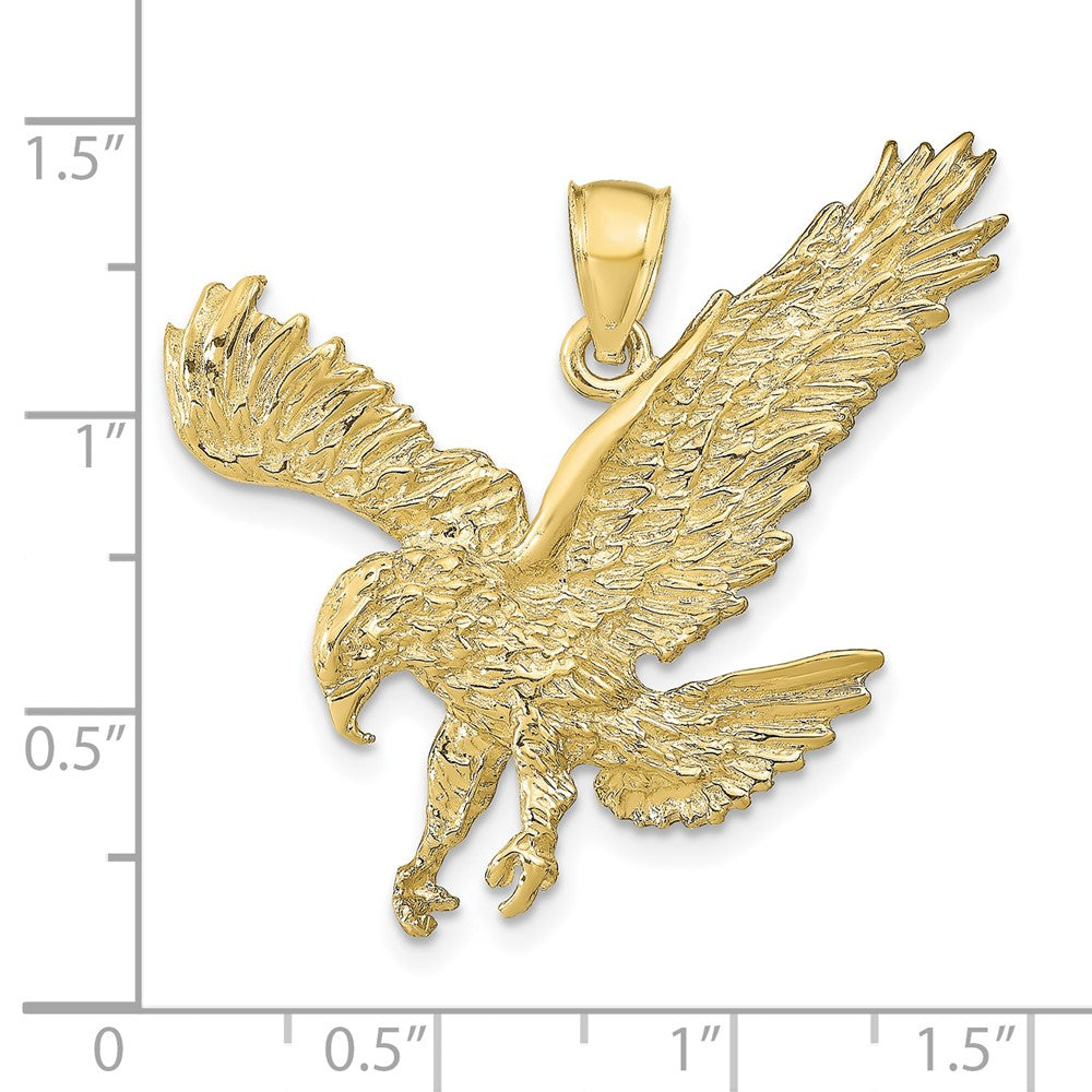 10k Yellow Gold 38 mm Textured Eagle Landing Pendant (6.78 grams)