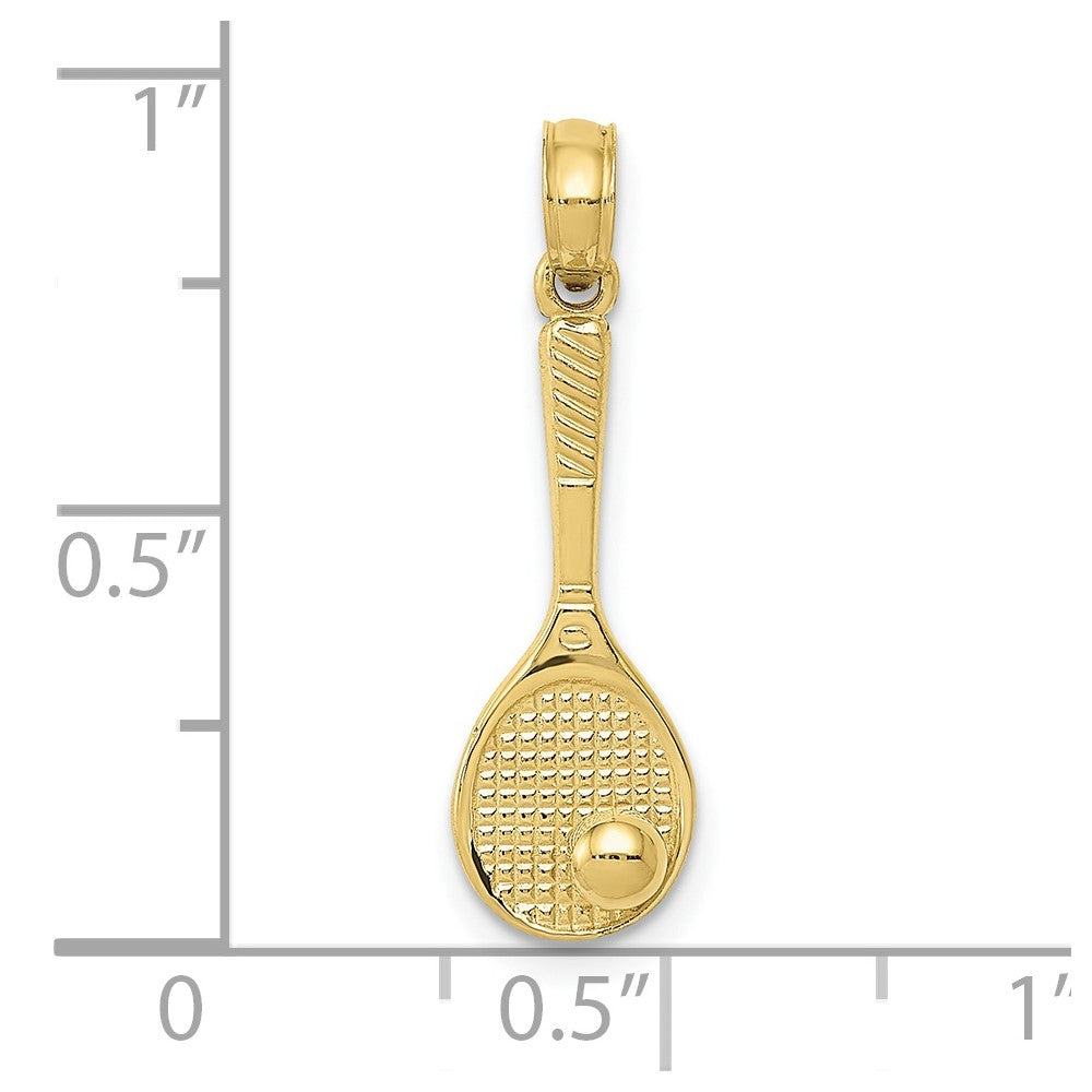 10k Yellow Gold 7 mm Tennis Racquet and Ball Charm (0.61 grams)