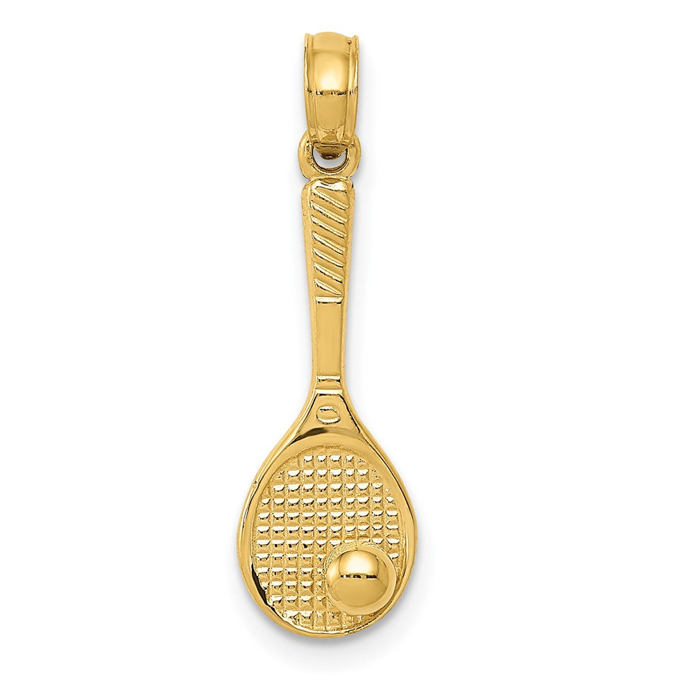 10k Yellow Gold 7 mm Tennis Racquet and Ball Charm (0.61 grams)