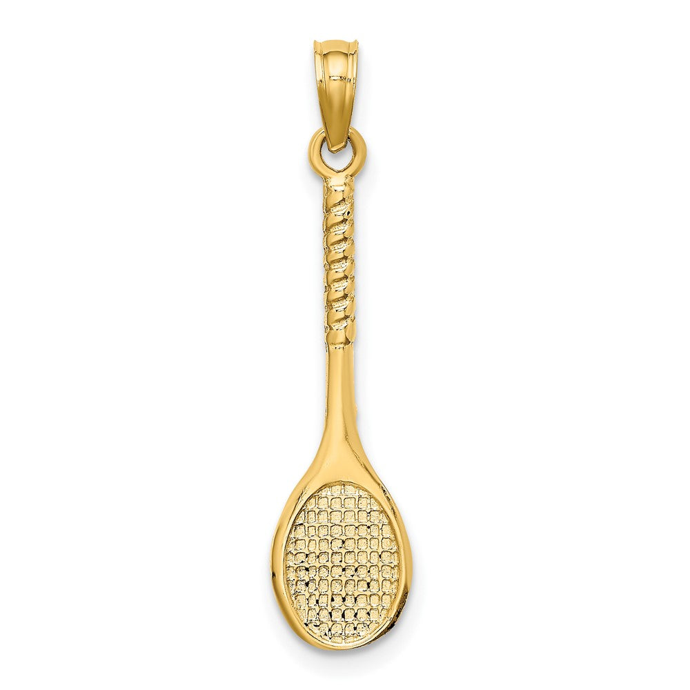 10k Yellow Gold 7.4 mm 3-D Tennis Racquet Pendant (0.74 grams)