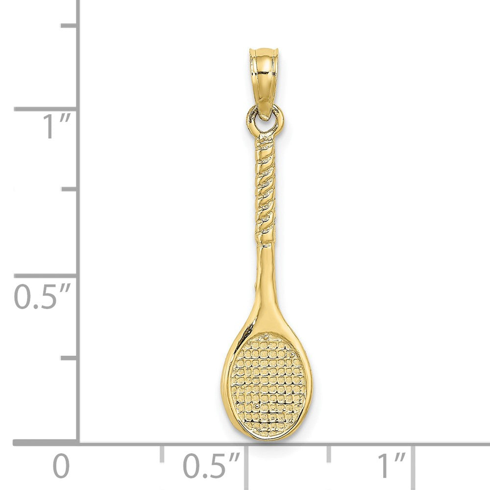 10k Yellow Gold 7.4 mm 3-D Tennis Racquet Pendant (0.74 grams)