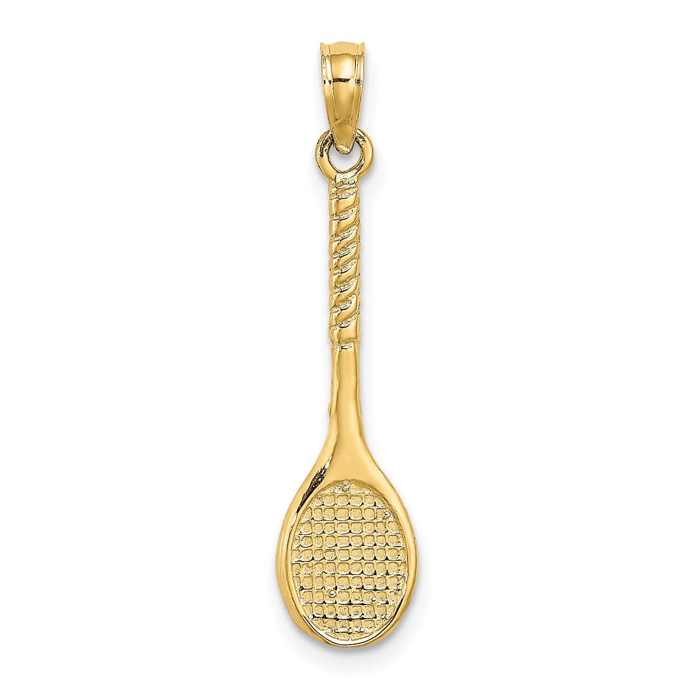 10k Yellow Gold 7.4 mm 3-D Tennis Racquet Pendant (0.74 grams)