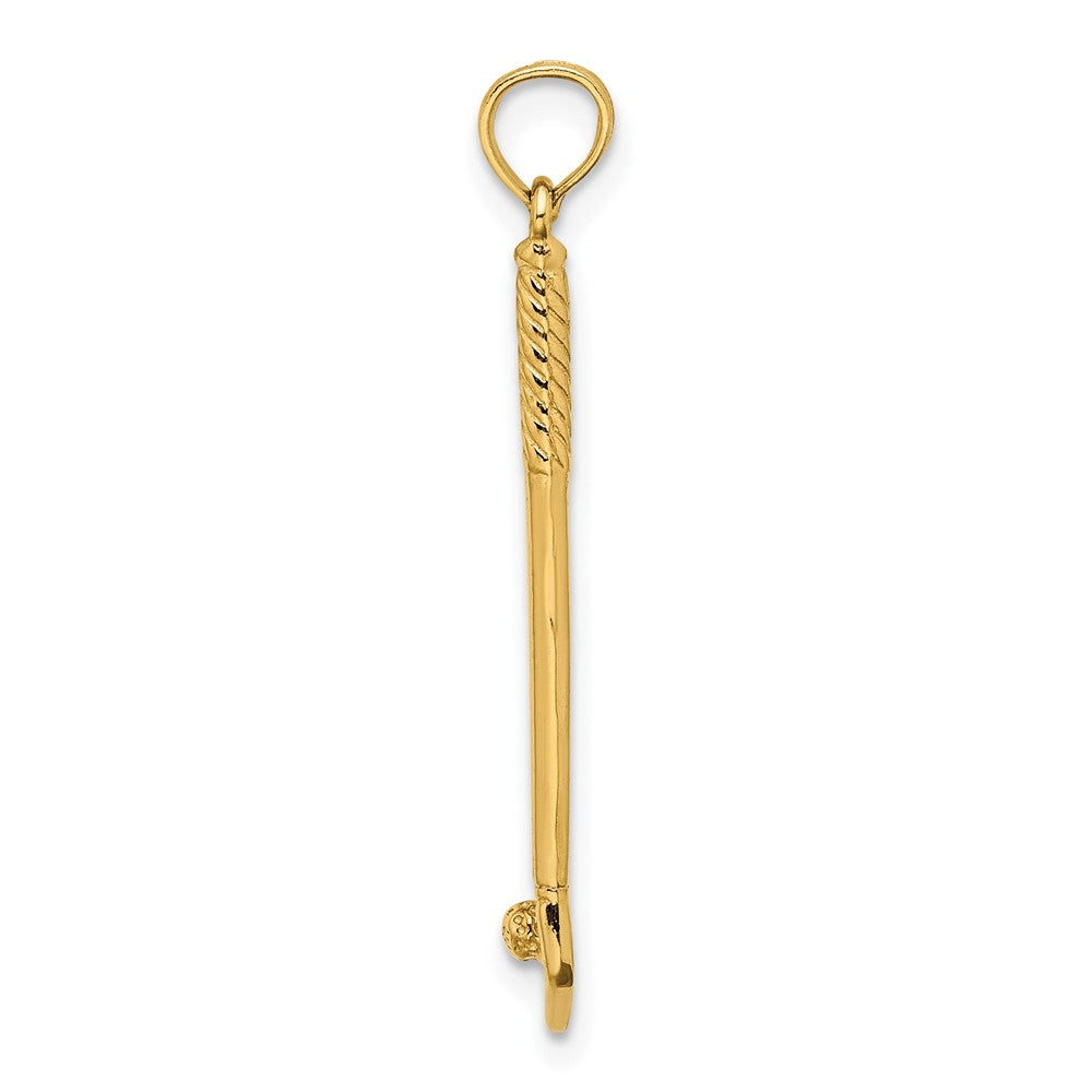 10k Yellow Gold 5.1 mm 3-D Single Golf Club with Ball Charm (0.73 grams)