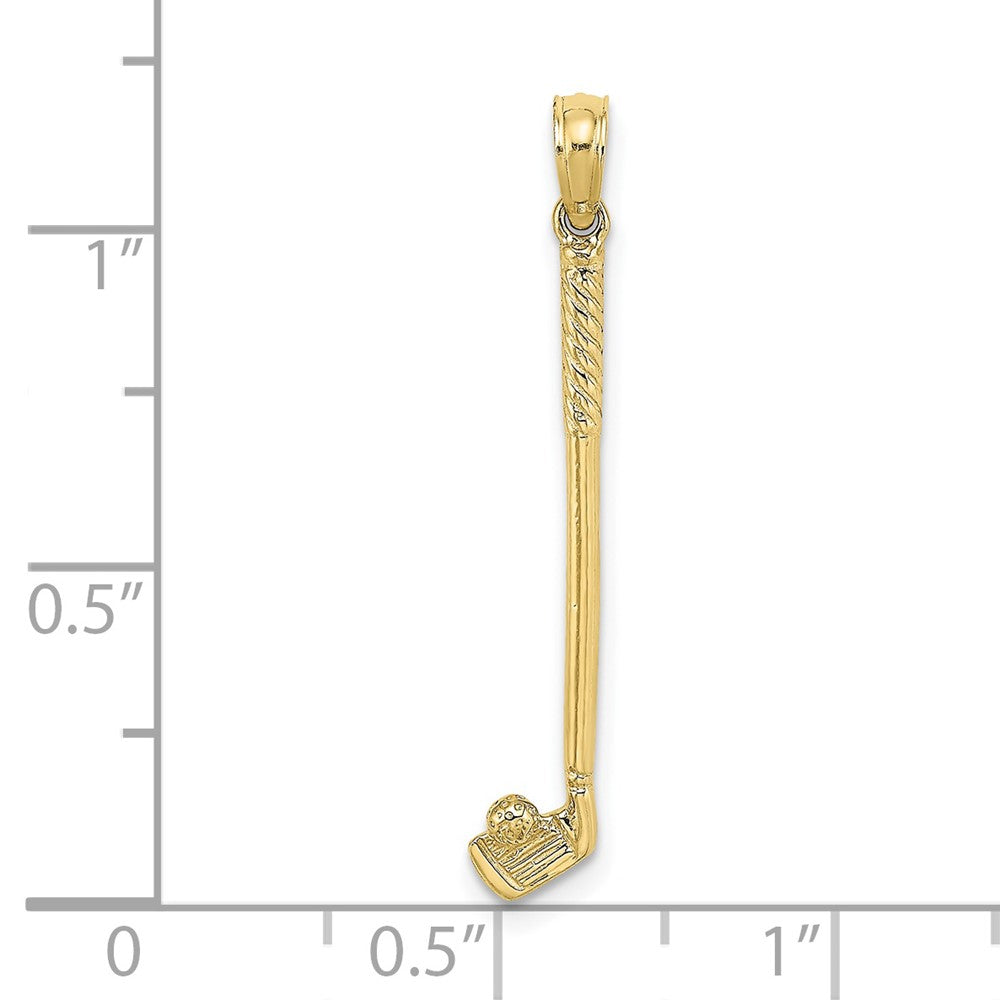10k Yellow Gold 5.1 mm 3-D Single Golf Club with Ball Charm (0.73 grams)