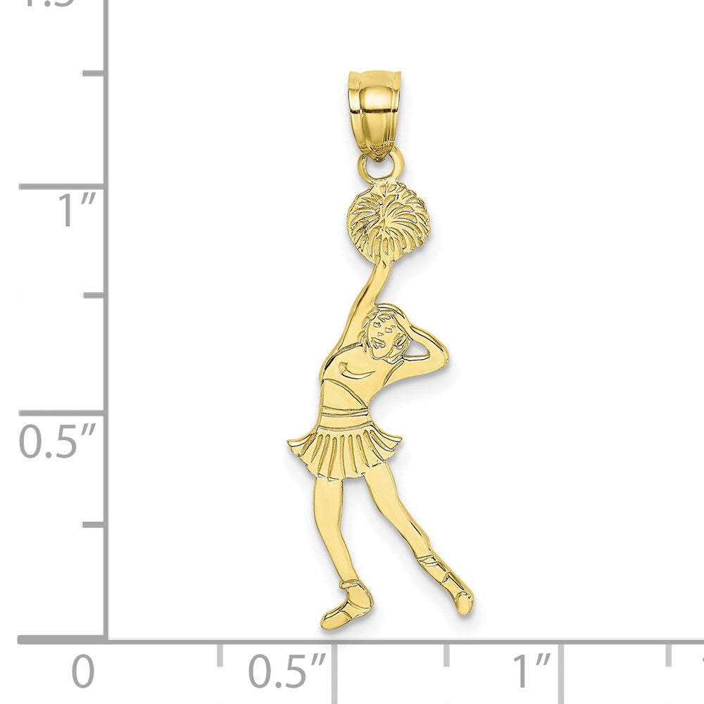 10k Yellow Gold 9 mm Cheerleader with Hand on Head Pendant (0.72 grams)