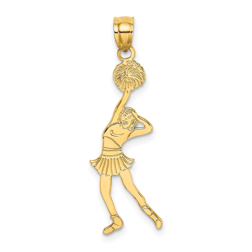 10k Yellow Gold 9 mm Cheerleader with Hand on Head Pendant (0.72 grams)