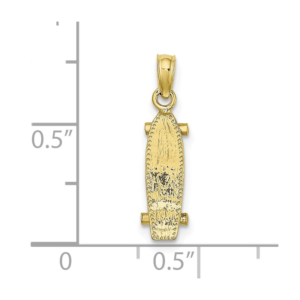 10k Yellow Gold 5.55 mm 3-D Skate Board Charm (0.76 grams)