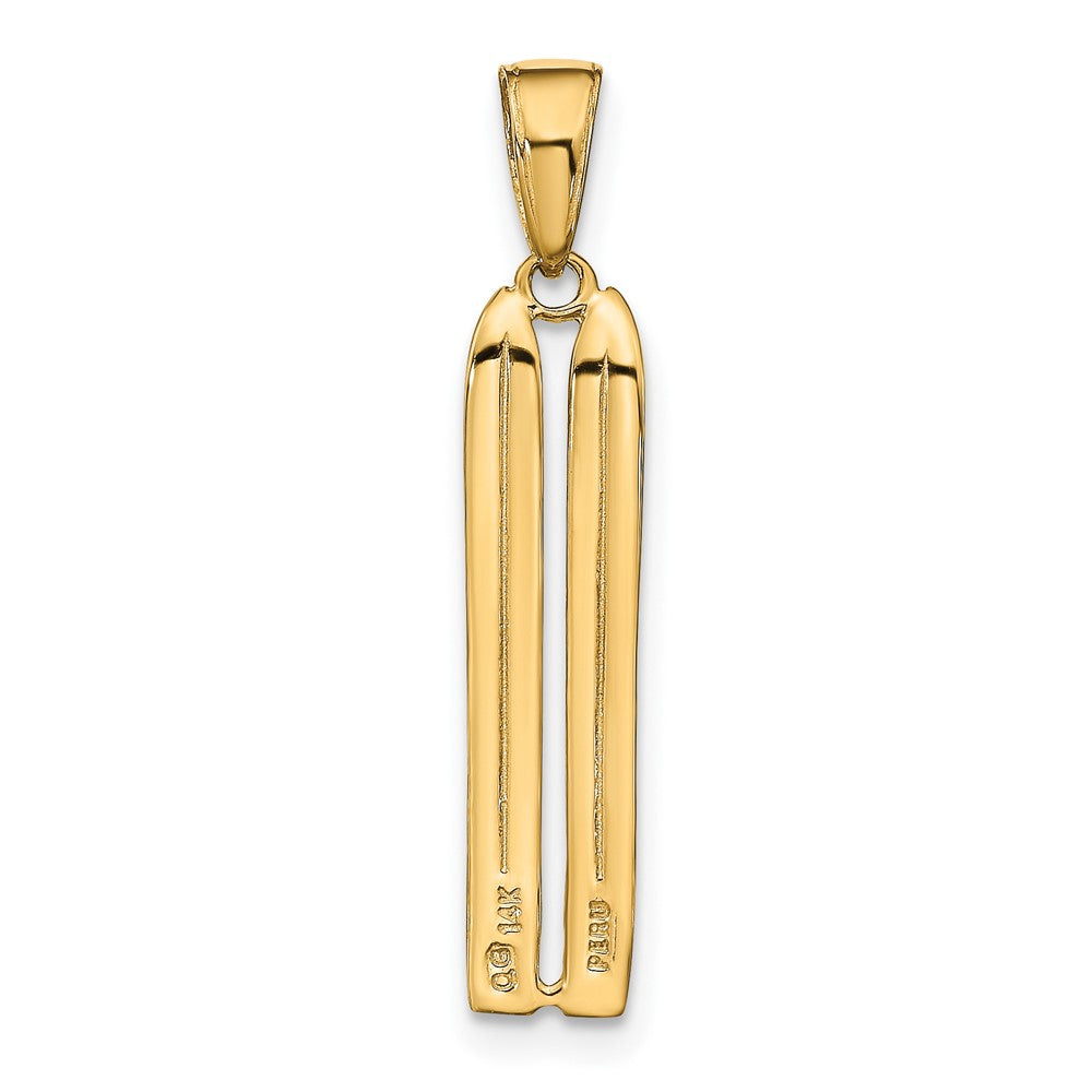 10k Yellow Gold 5 mm 3-D Snow Skis Pendant (0.94 grams)