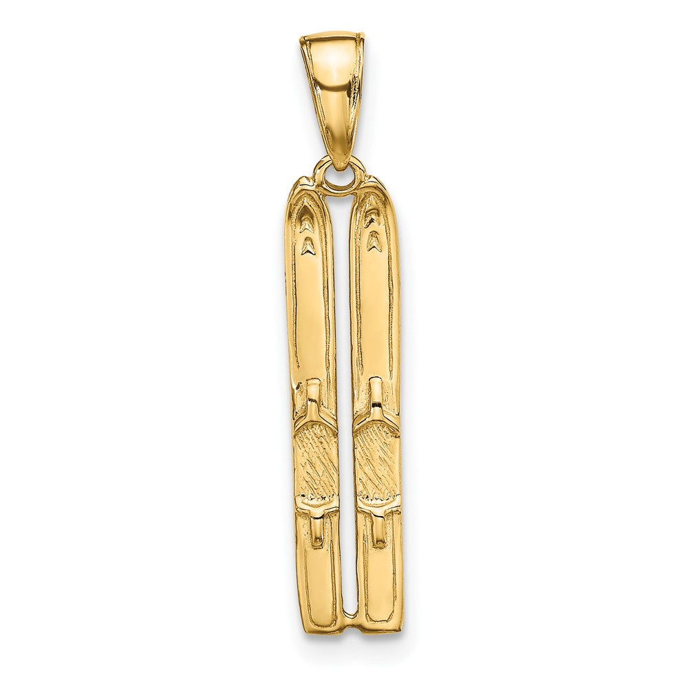 10k Yellow Gold 5 mm 3-D Snow Skis Pendant (0.94 grams)