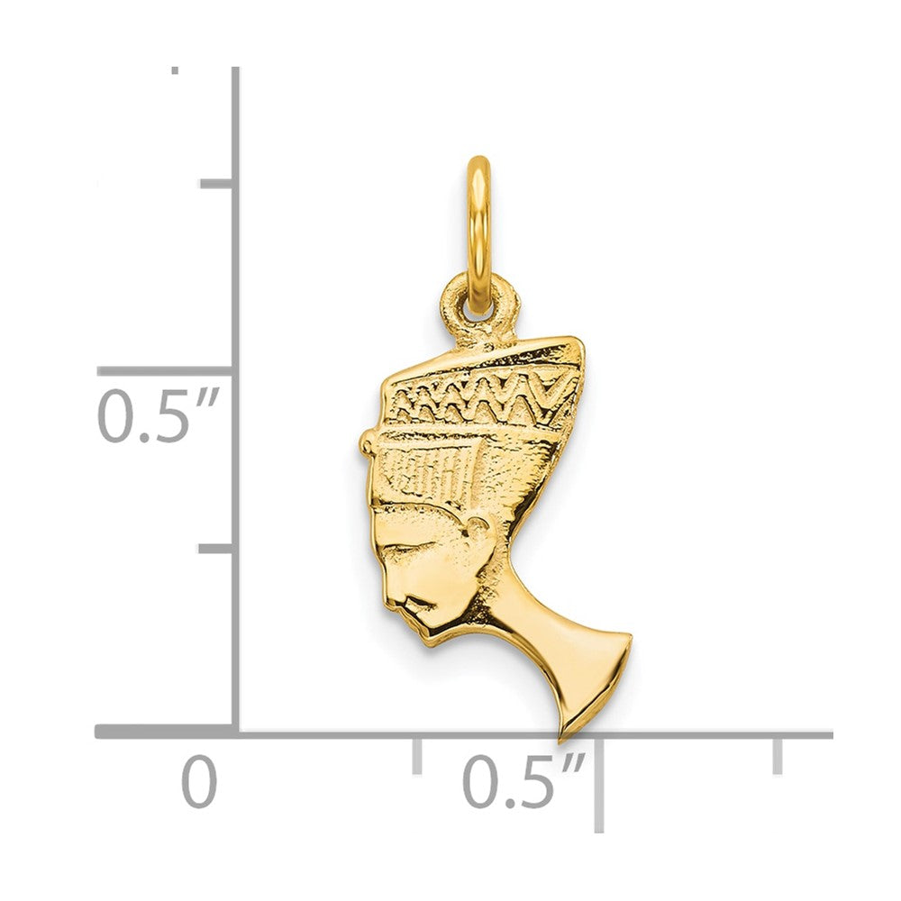 10k Yellow Gold 9 mm Solid Bust of Nefertiti Charm (0.6 grams)