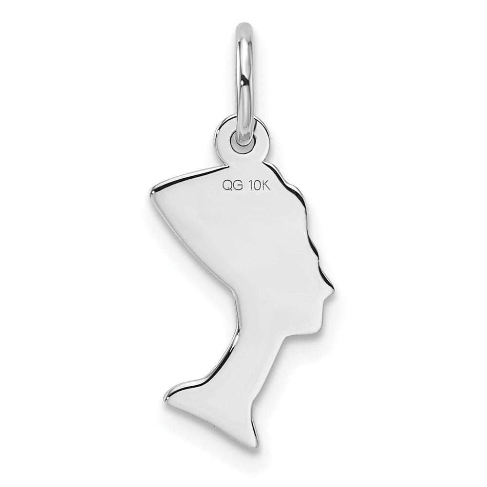 10k White Gold 9 mm Solid Bust of Nefertiti Charm (0.62 grams)
