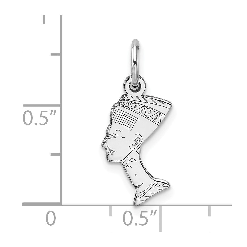 10k White Gold 9 mm Solid Bust of Nefertiti Charm (0.62 grams)