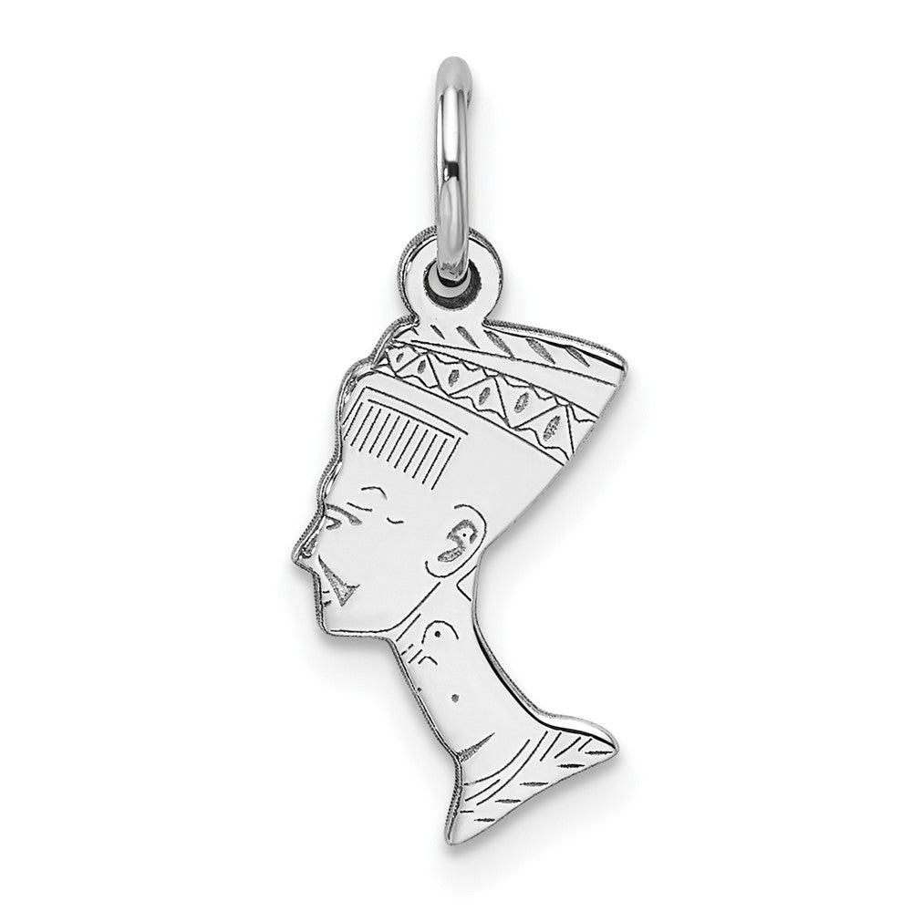 10k White Gold 9 mm Solid Bust of Nefertiti Charm (0.62 grams)
