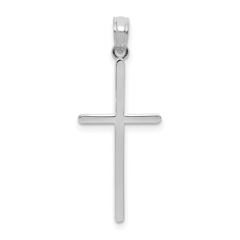 10k White Gold 12 mm Polished Cross Pendant (0.87 grams)