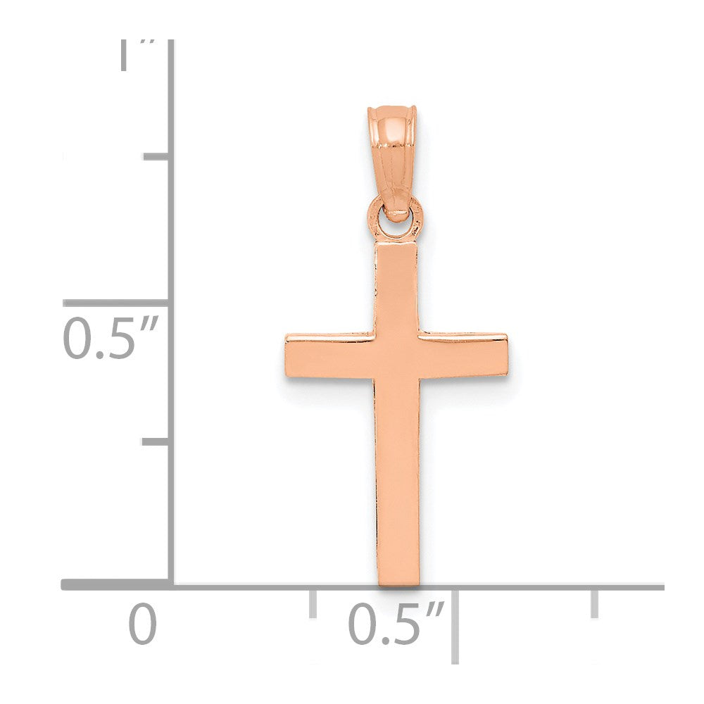 10k Rose Gold 10 mm Polished Cross Pendant (0.71 grams)