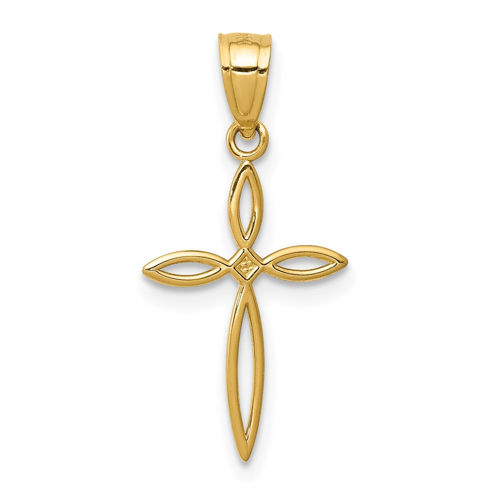 10k Yellow Gold 12 mm Passion Cross Charm (0.3 grams)