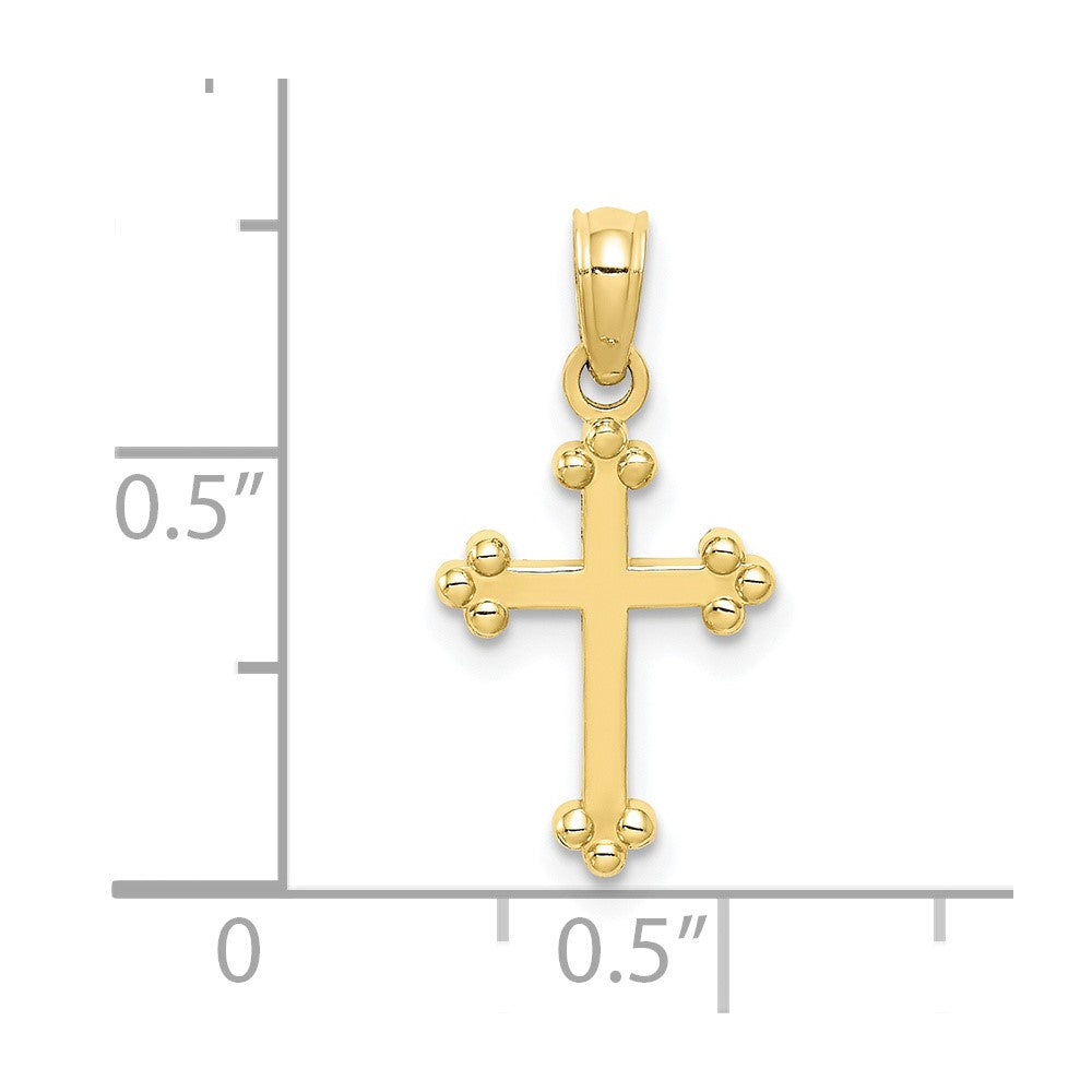 10k Yellow Gold 9.5 mm Budded Cross Charm (0.56 grams)