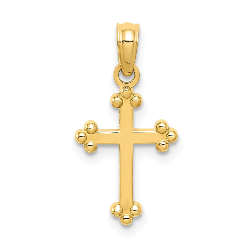 10k Yellow Gold 9.5 mm Budded Cross Charm (0.56 grams)