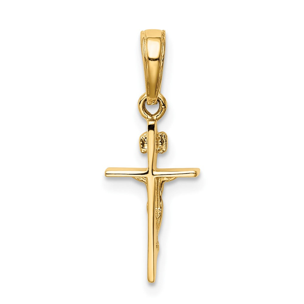 10k Yellow Gold 8 mm Small INRI Jesus Crucifix Pendant (0.71 grams)
