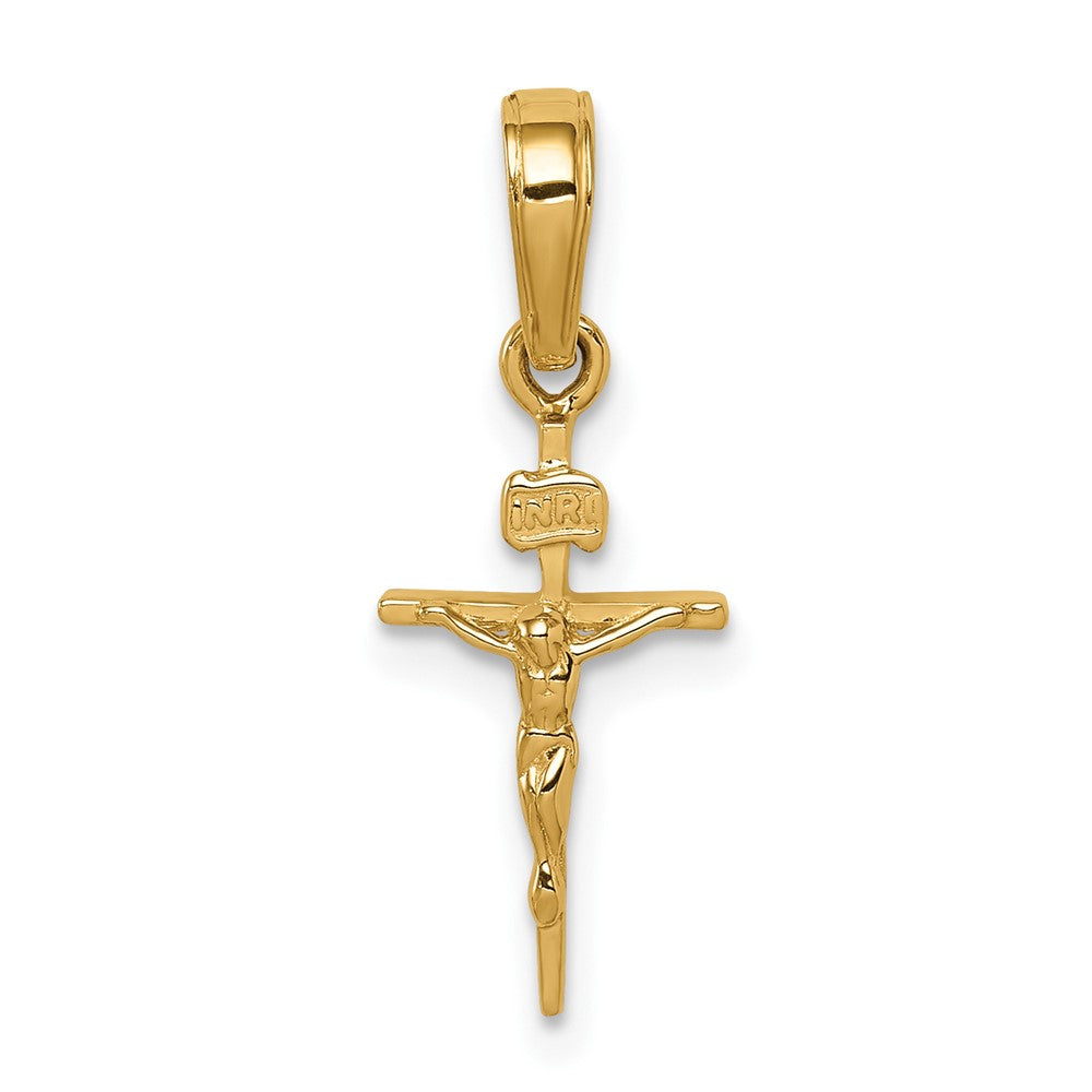 10k Yellow Gold 8 mm Small INRI Jesus Crucifix Pendant