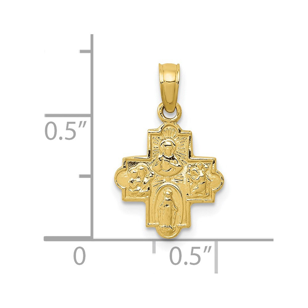 10k Yellow Gold 11 mm Miniature Four Way Medal Pendant (0.73 grams)