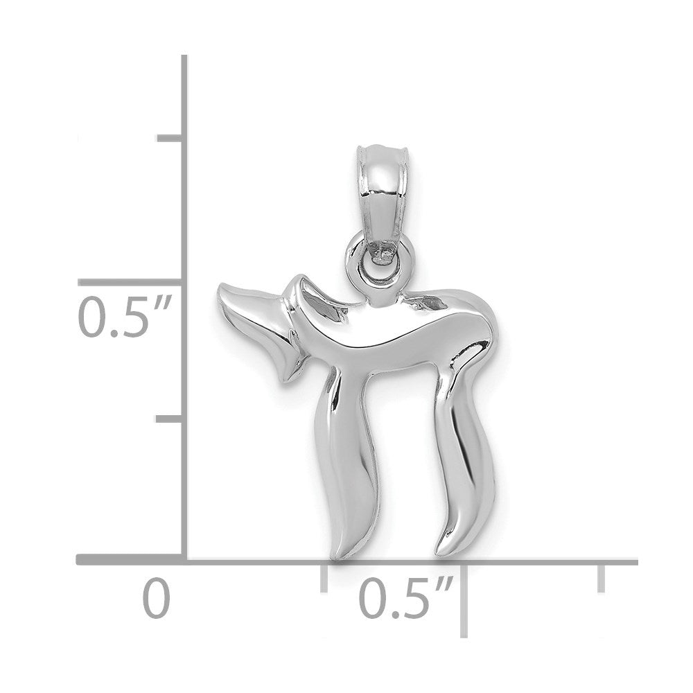 10k White Gold 13 mm Chai Pendant (0.84 grams)