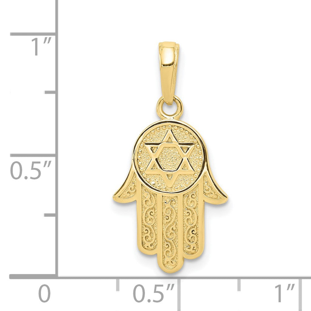 10k Yellow Gold 12 mm Hamsa W/Star Of David Pendant (1.29 grams)