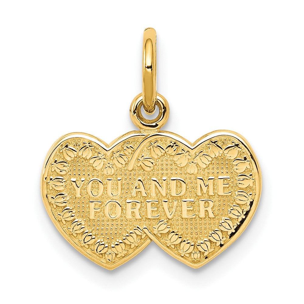 10k Yellow Gold 12 mm You and Me Forever Heart Charm (0.87 grams)