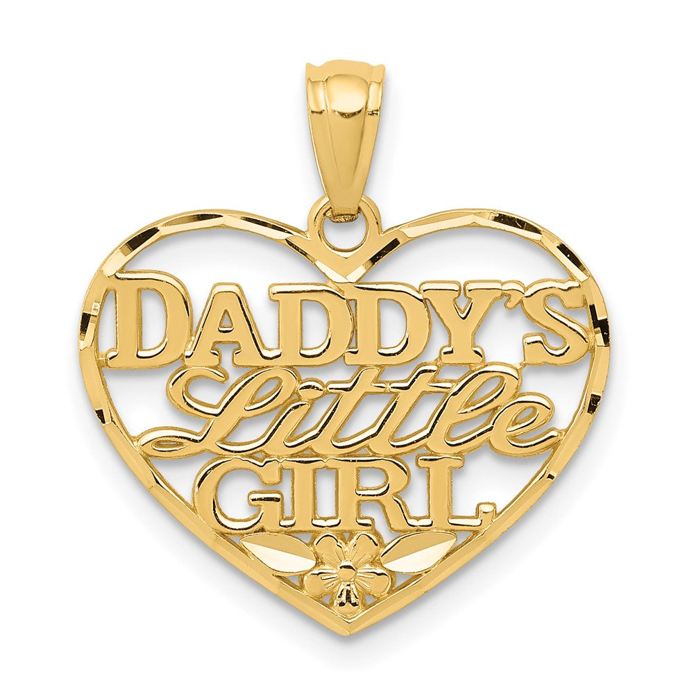 10k Yellow Gold 19 mm D/C Daddys Little Girl Heart Pendant