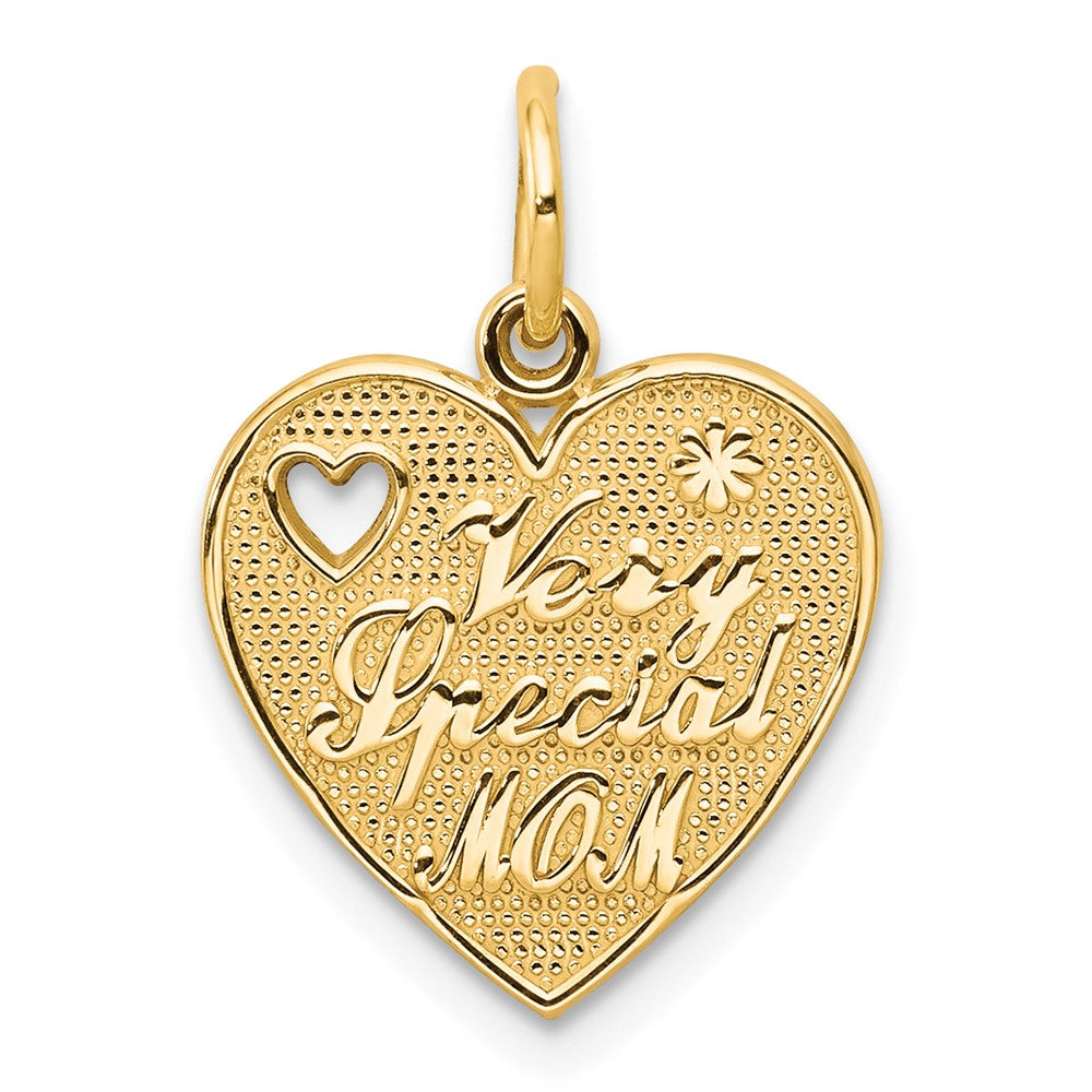 10k Yellow Gold 21 mm VERY SPECIAL MOM Heart Charm