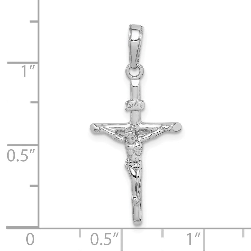 10k White Gold 14 mm Stick Style Jesus Crucifix Pendant (1.24 grams)