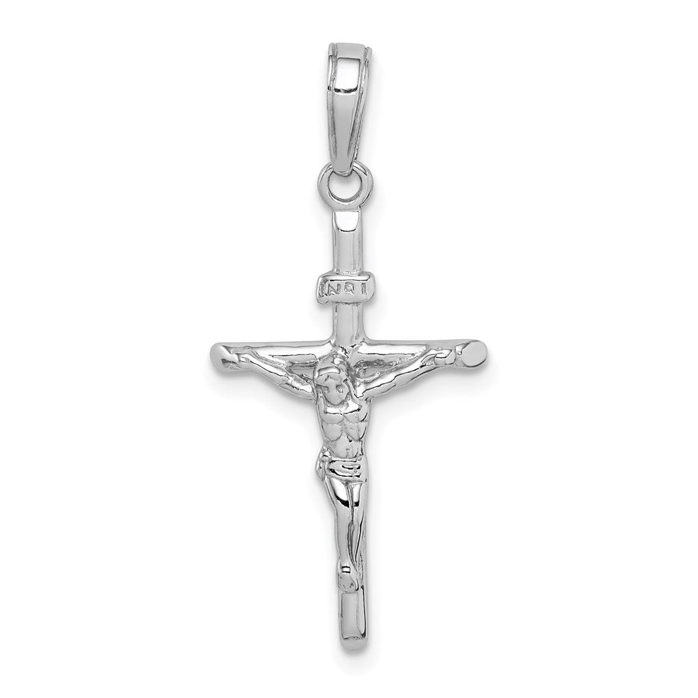 10k White Gold 14 mm Stick Style Jesus Crucifix Pendant (1.24 grams)