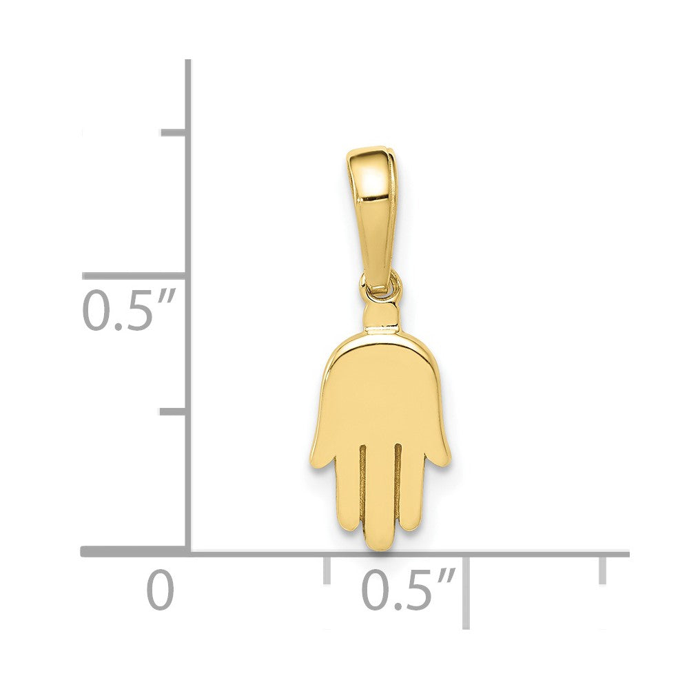 10k Yellow Gold 12 mm Small Solid Hamsa Pendant (0.69 grams)