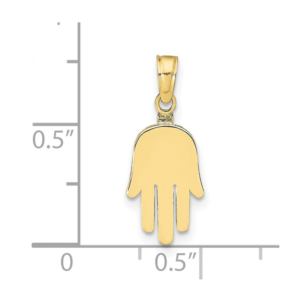 10k Yellow Gold 9 mm Large Solid Hamsa Pendant (0.98 grams)